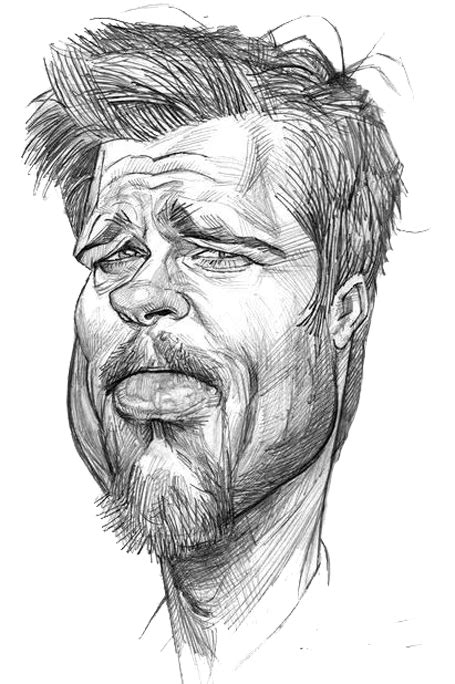 Brad Pitt In 2019 Cartoon Drawings Caricature Funny