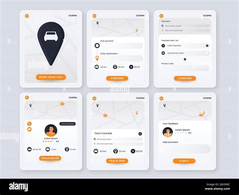 Online Taxi Booking App Ui Ux Or Template Design In Six Options Stock