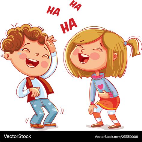 Children Laugh Fun Funny Cartoon Character Vector Image
