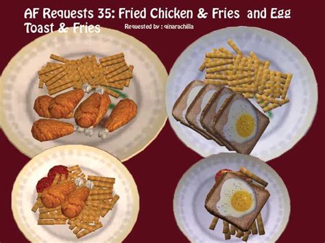 Fries With Egg Toast And Fries With Chicken Sims 4 Kitchen Sims 4