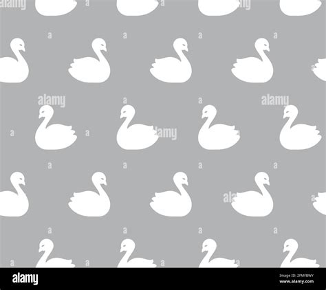 Swan Seamless Pattern In White And Grey Swans Print For Paper Or