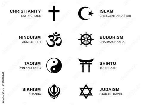 Vetor Do Stock World Religion Symbols Eight Signs Of Major Religious Groups And Religions