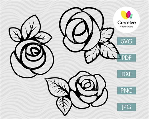 Rose Flower svg, Rose svg, Flower svg, Rose Cut Files, Rose Clip Art, Rose Silhouette, Floral 