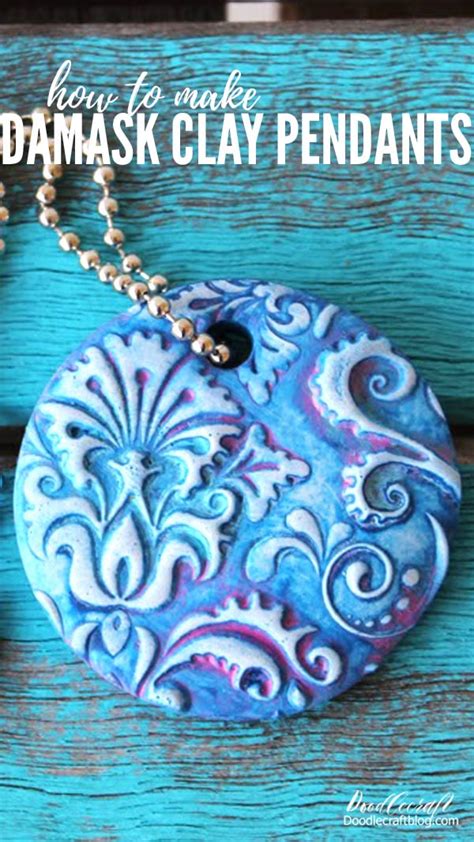 Damask Polymer Clay Pendants Made With Sculpey