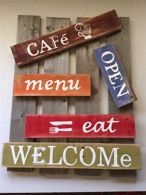 Kitchen Cafe Welcome Reclaimed Wood Distressed Wall Decor Sign Rustic