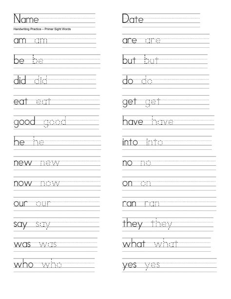 Download Free First Grade Sight Words Worksheets Pdf Pk