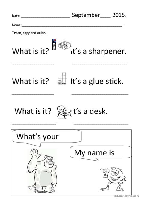 What Is It What S Your Name Trace English Esl Worksheets Pdf And Doc