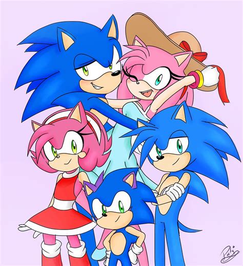 Sonamy Family By Likepatyk On Deviantart Sonic And Amy Hedgehog Art Sonic Fan Characters