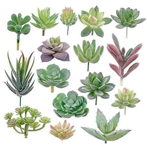 16 Pack Artificial Succulent Flocking Plants Unpotted Mini Fake