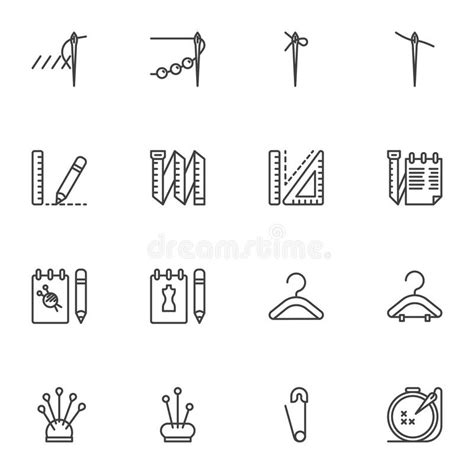 Needlework Sewing Vector Icons Set Stock Vector Illustration Of