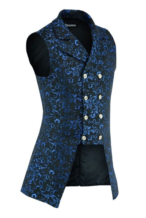 Mens Double Breasted Governor Vest Waistcoat Vtg Brocade Gothic