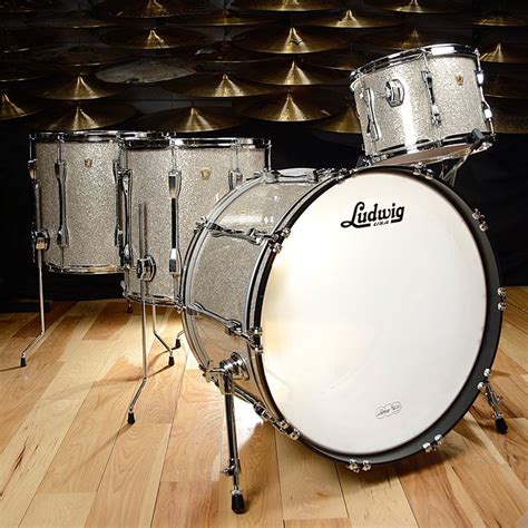 Ludwig Classic Maple 13161824 4pc Drum Kit Silver Glass Glitter Wm