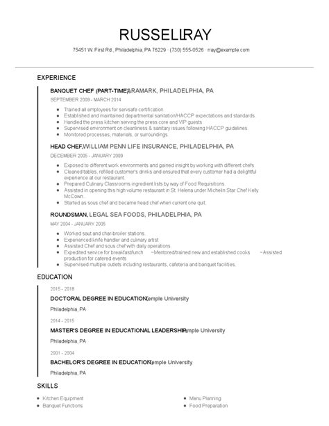 Banquet Chef Resume Examples And Tips Zippia