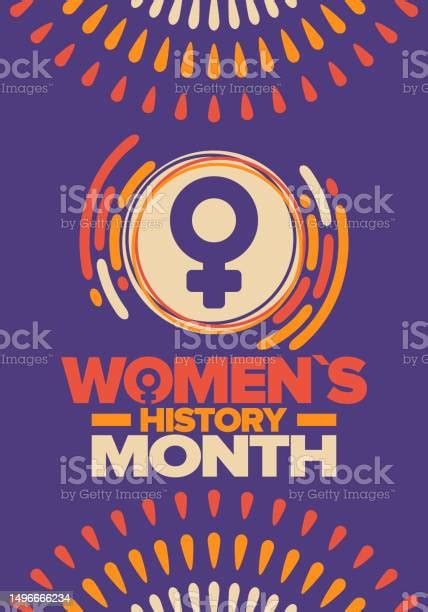 Womens History Month In March Womens Rights And Equality Girl Power In World Female Symbol In
