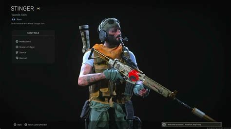 Call Of Duty Warzonecold War Woods Stinger Skin Youtube