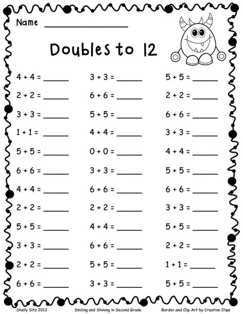 Doubles Fact Math 1st Grade Worksheets Worksheetscity
