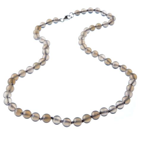 Il suo profumo così particolare, animale ma di gran. Collana corta Agata Grigia Naturale e Ag 925, sfere 8mm ...