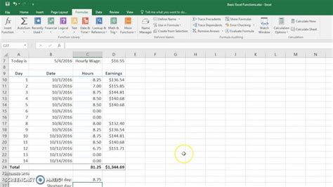 Excel 2016 - Basic Excel Functions - YouTube