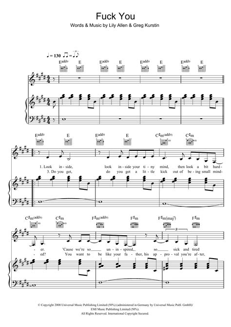 Lily Allen Fuck You Sheet Music Download Pdf Score 45620