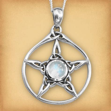 Silver Moonstone Triquetra Pentacle Pendant Pss 456 Eventeny