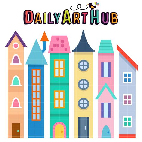 Tall And Thin Houses Clip Art Set Daily Art Hub Free Clip Art Everyday