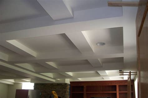 Sw irish cream on walls. Painted White Color Basement Tray Ceiling Tiles - Get in ...