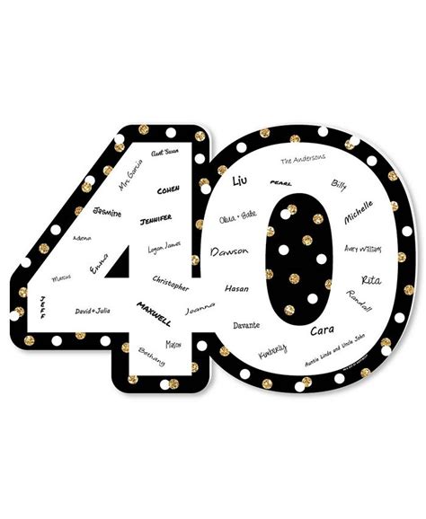 Big Dot Of Happiness Adult 40th Birthday Gold Guest Book Sign