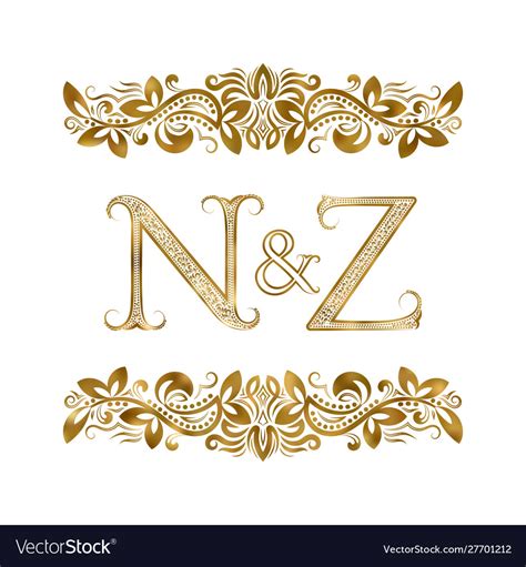 n and z vintage initials logo symbol letters vector image