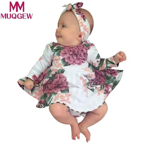 Muqgew 2pcs Toddler Kids Baby Girl Floral Print Dressheadband Outfits