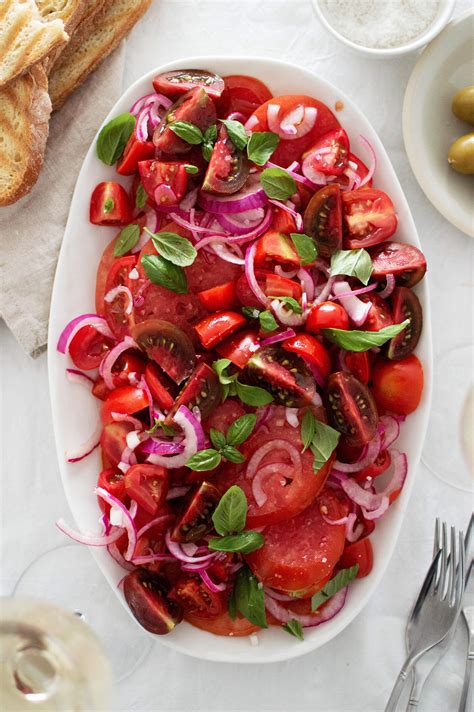 Summer Tomato Salad With Balsamic Red Onion Sugar Salted