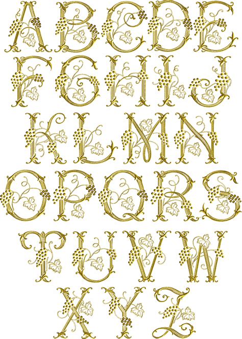 Grape Vines Font Embroidery Alphabet Embroidery Fonts Machine