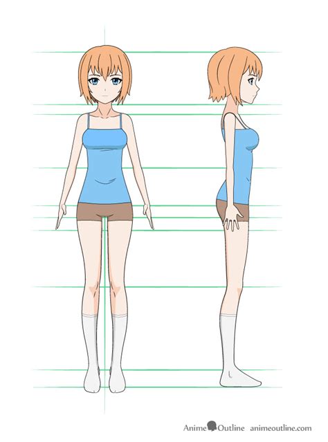 Outline Anime Female Body Base