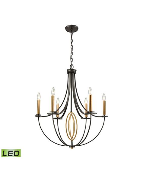Elk Lighting Dione 6 Light Chandelier In Oil Rubbed Bronze With Brushed