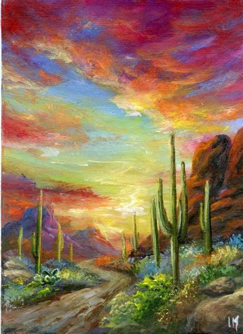 Landscape Paintings Acrylic Desert Painting Sunset Painting