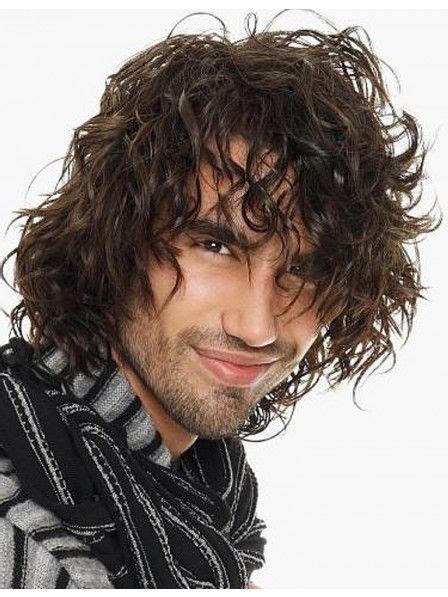 Capless Curly Synthetic Hair Wig With Bangs Curly Hair Men Long Hair
