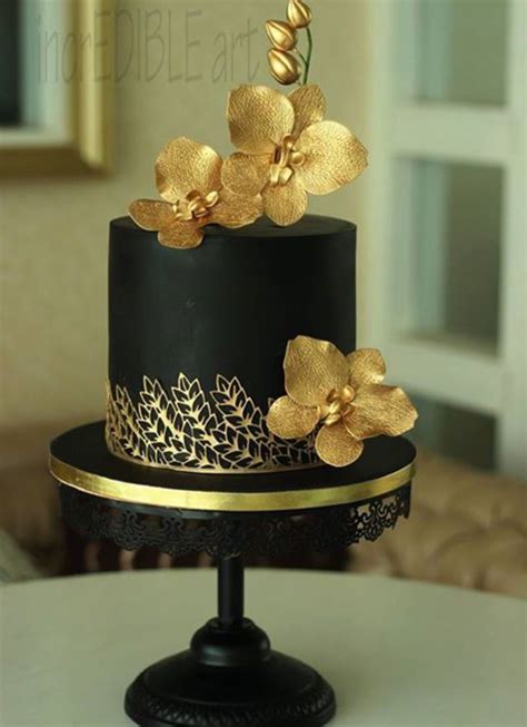 It's suitable for the elderly as your mom or your auntie. Gold orchid cake | Birthday cake for women elegant ...