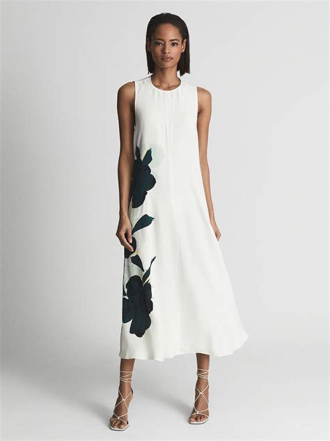 Reiss Aletta Large Floral Midi Dress Reiss Australia