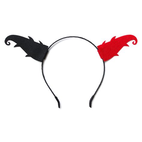 71254 Two Tone Red And Black Devil Ears Headband Western Fashion
