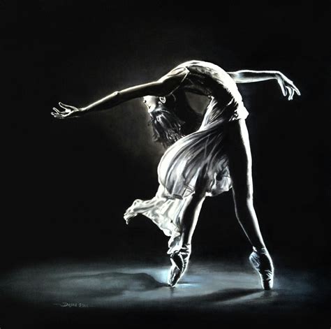 Oil Painting Of A Beautiful Ballerina Dancer In Black And White 2016