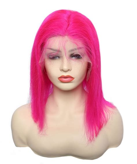Light Red Human Hair Wigs Straight Bob Wave Colorful Lace Front Wigs