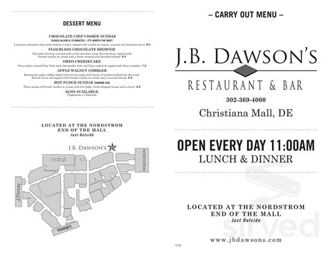 JB Dawson's Restaurant and Bar menu in Lancaster, Pennsylvania, USA