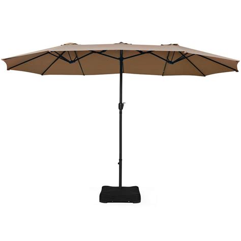 Casainc 15 Ft Outdoor Patio Market Umbrella In Tan With Crank And Base