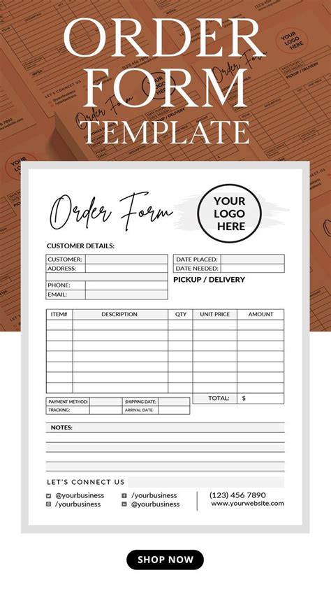 Editable Order Form Template Purchase Order Form Order Form Template Price Tracking Picture