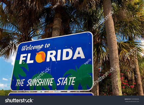 Schild Welcome To Florida Der Sonnenschein Staat Stockfoto