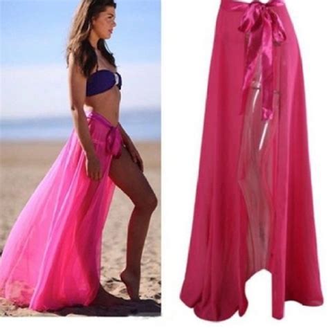 Buy Women Bikini Cover Up Swimwear Sheer Beach Maxi Wrap Skirt Sarong Pareo