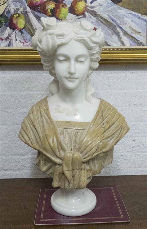 Marble Bust Sculpture Late 20th Century Study Of A Young Woman 61cm H