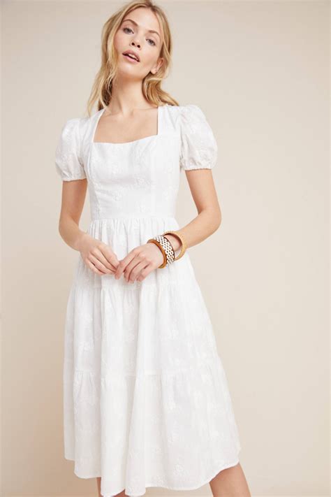 White Midi Dress Short Sleeve