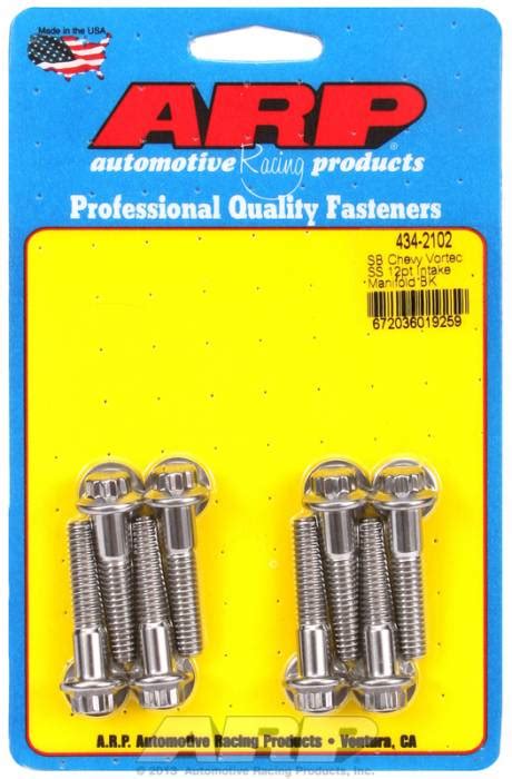 Arp Intake Manifold Bolt Kit 434 2102 Chevy Small Block Vortec Heads Stainless Steel 12 Point