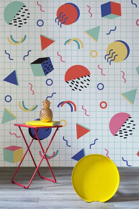 Take On The Memphis Movement With These Punchy Wallpaper Designs Dazzlingly Bright And Funky