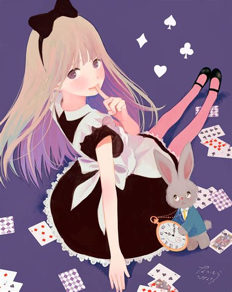 Safebooru 1girl Alice Wonderland Alice In Wonderland Apron Back Bow Black Bow Black Dress